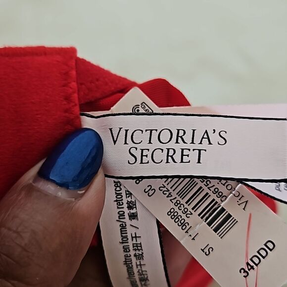 Victoria's Secret Women's Underwire Push-Up Without Padding Bow Bra Red 34DDD - Picture 10 of 16